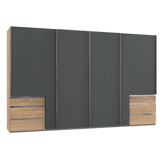 alkesu sliding wardrobe graphite planked oak 5 doors