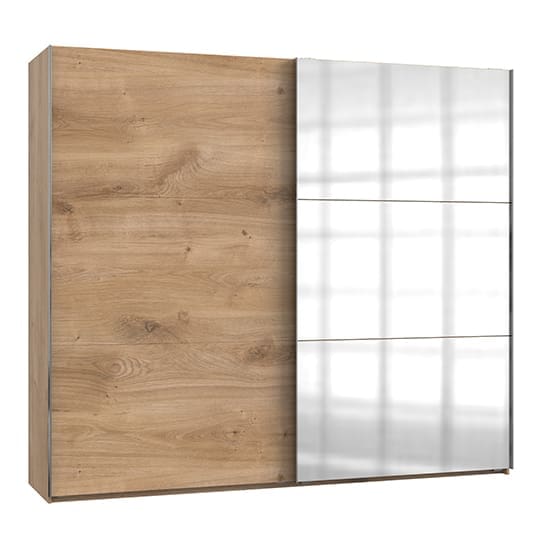 alkesu wide mirrored sliding door wardrobe planked oak