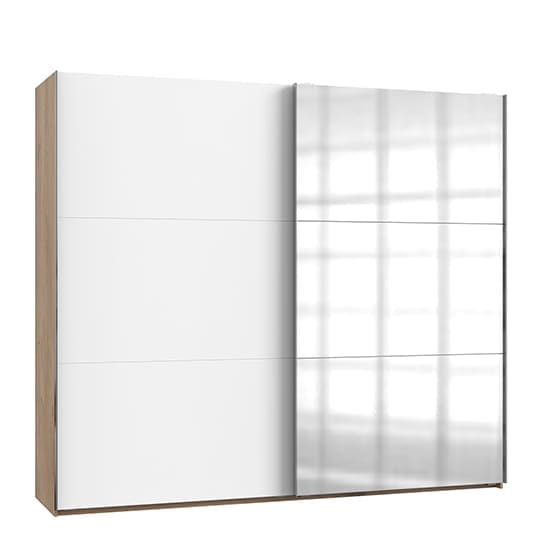 alkesu wide mirrored sliding door wardrobe white planked oak