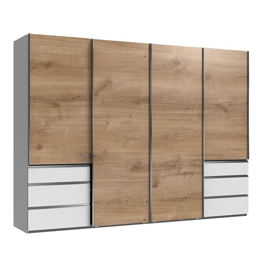 alkesu wooden sliding wardrobe planked oak white 4 doors