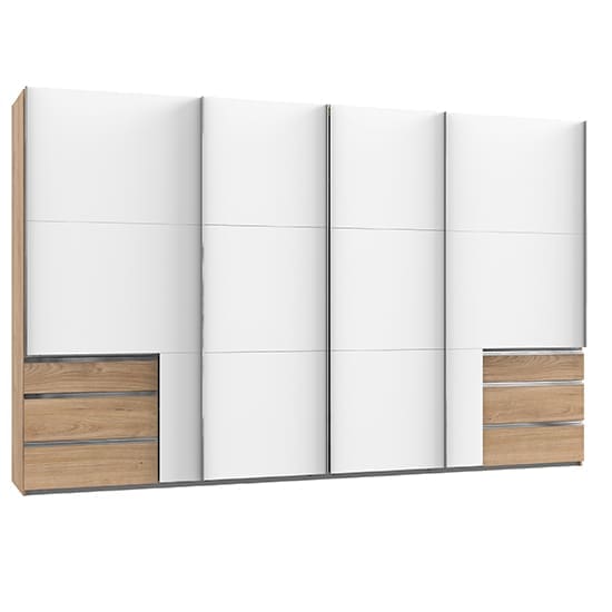 alkesu wooden sliding wardrobe white planked oak 5 doors