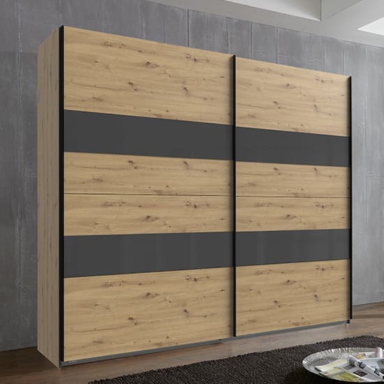 alton sliding door tall wardrobe artisan oak grey