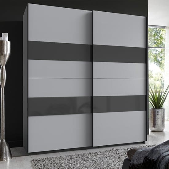 altona sliding door wardrobe graphite and light grey