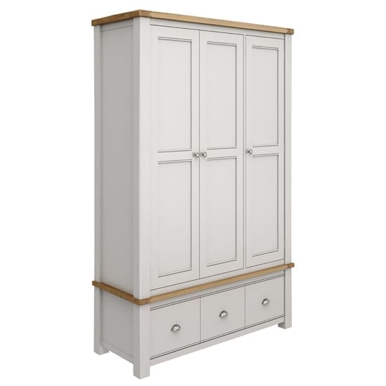 amberly wooden wardrobe grey 3 doors 3 drawers