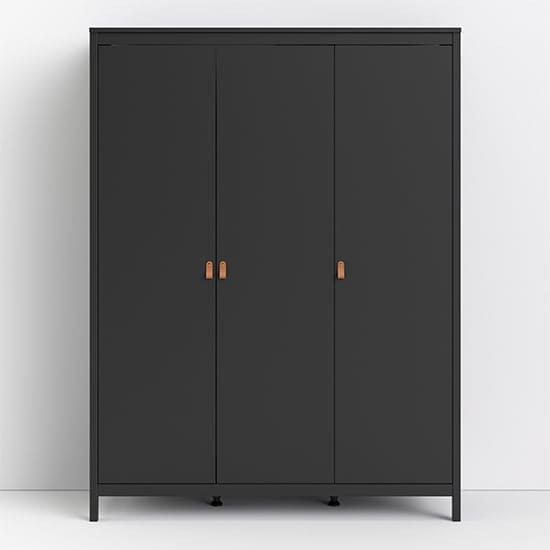 barcila 3 doors wooden wardrobe matt black