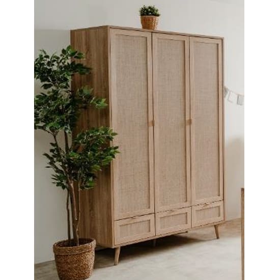 borox wardrobe 3 doors sonoma oak cane