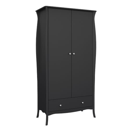 braque wooden wardrobe 2 doors 1 drawer black