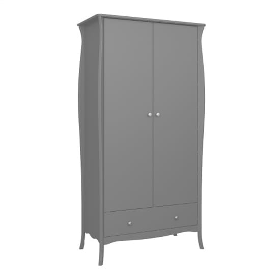 braque wooden wardrobe 2 doors 1 drawer grey