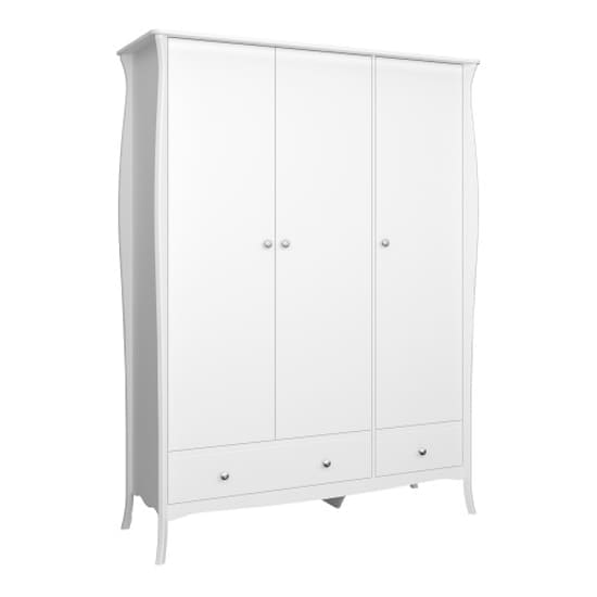 braque wooden wardrobe 3 doors 2 drawers white