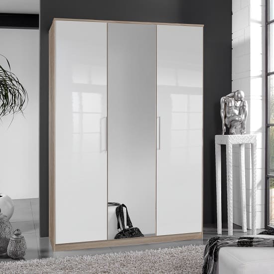 bruce medium wardrobe oak white gloss