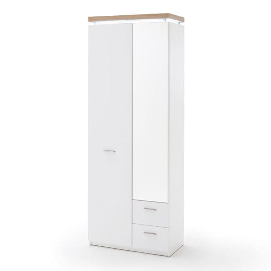 cali led wooden wardrobe oak white 2 doors 2 drawers