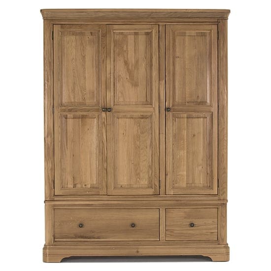 carmen wooden wardrobe natural 3 doors 2 drawer