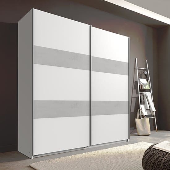 chess sliding door wardrobe white and light grey