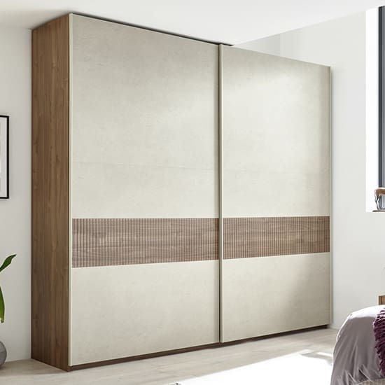 civica tall sliding door wardrobe dark walnut serigraphed