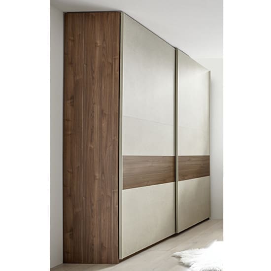 civica wide sliding door wardrobe dark walnut clay effect