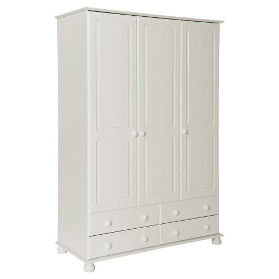 copenham wooden wardrobe 3 doors 4 drawers white