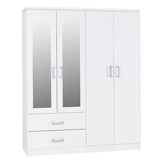 crieff mirrored wardrobe 4 doors 2 drawers white