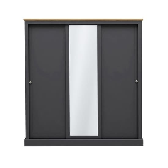 devon wooden sliding wardrobe charcoal 3 doors