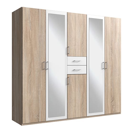 diver mirrored wooden wardrobe oak white