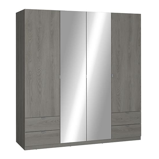 ellim mirrored wardrobe hudson oak 4 dr n