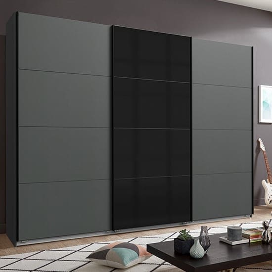 ernesto sliding door large wooden wardrobe graphite