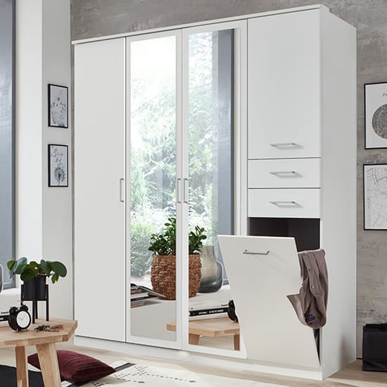 frankfurt wooden wardrobe white with 2 mirrors