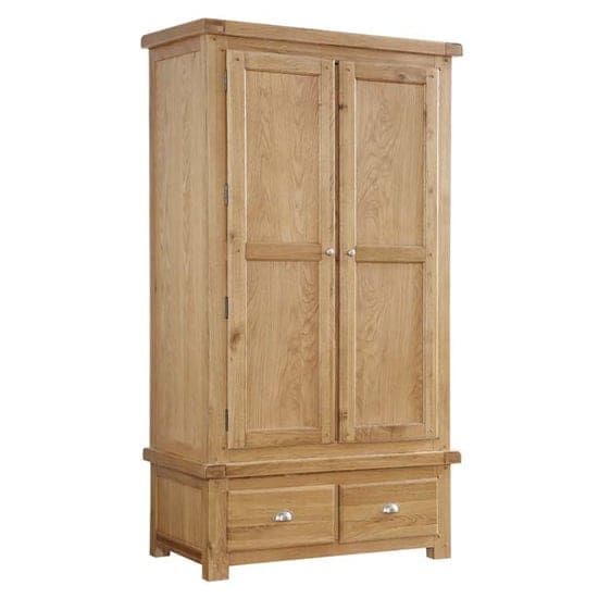 heaton wooden wardrobe oak 2 doors 2 drawers