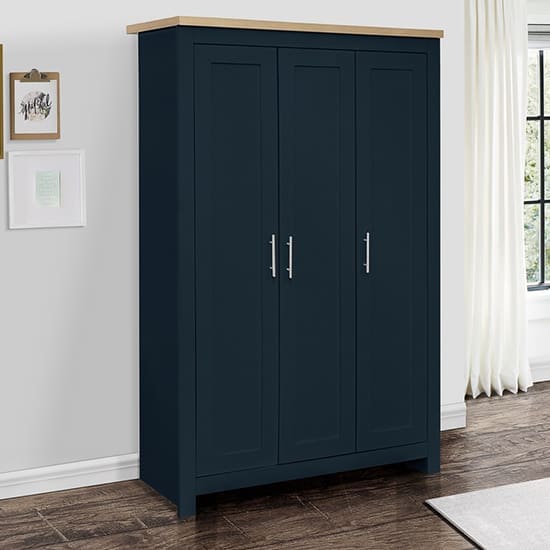 highgate wardrobe 3 doors navy blue oak