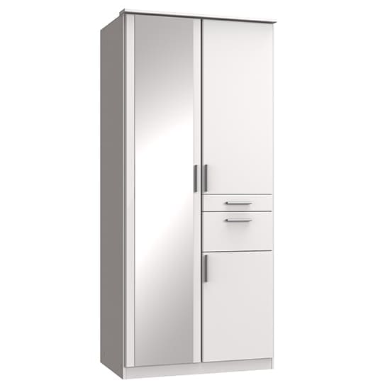 koblenz mirrored wooden wardrobe white