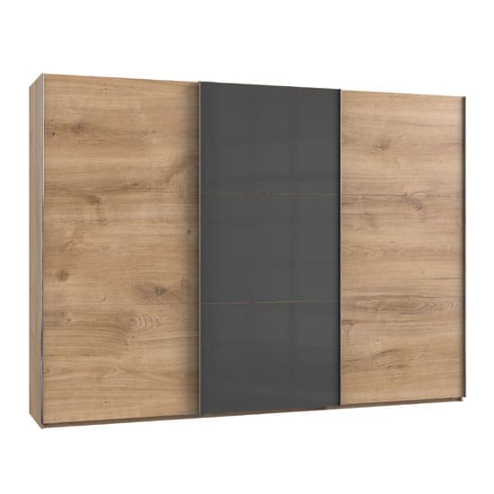 koyd mirrored sliding wardrobe grey planked oak 3 doors