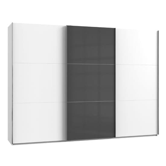 koyd mirrored sliding wardrobe grey white 3 doors