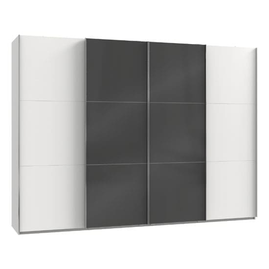 koyd mirrored sliding wardrobe grey white 4 doors