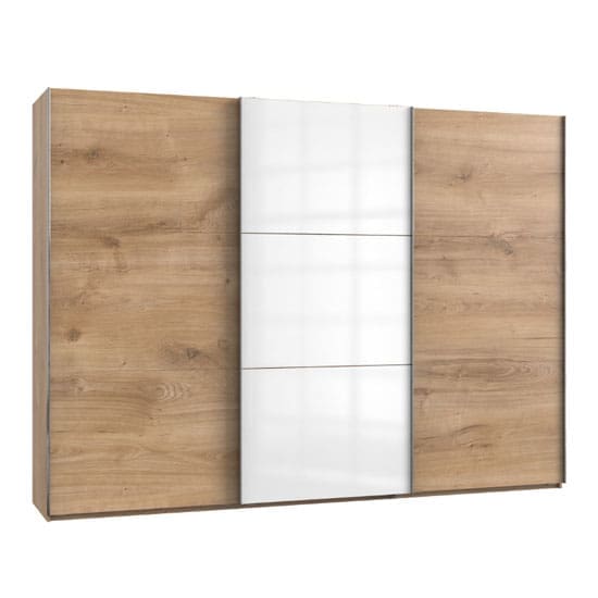 koyd mirrored sliding wardrobe white planked oak 3 doors