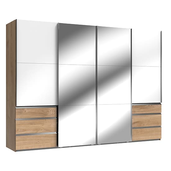 kraz mirrored sliding 4 doors wardrobe white planked oak