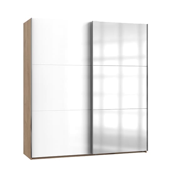 kraz mirrored sliding door wardrobe white n planked oak