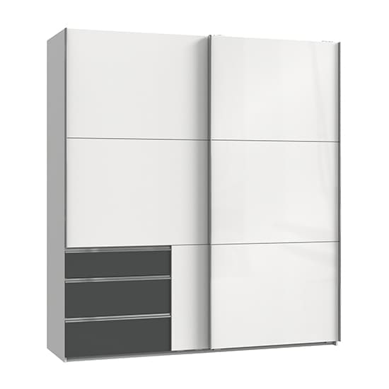 kraz sliding door wardrobe high gloss white graphite