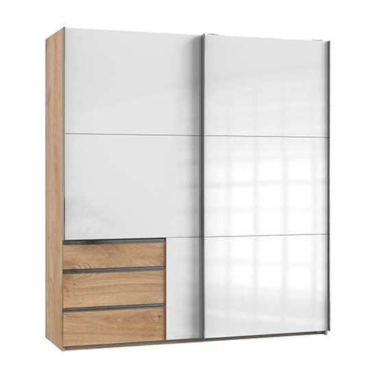 kraz wooden sliding door wardrobe white planked oak