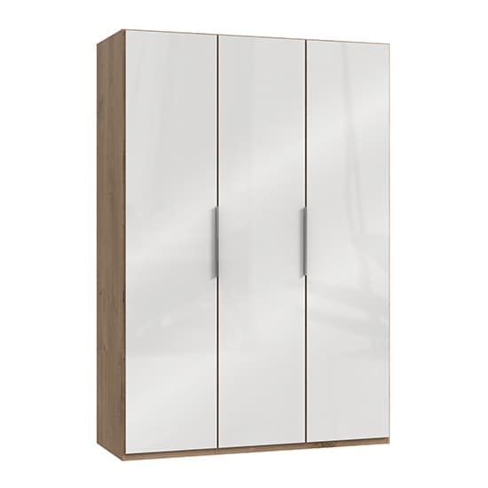 kraz wooden wardrobe white n planked oak 3 doors