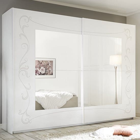 lerso mirrored sliding door wardrobe serigraphed white