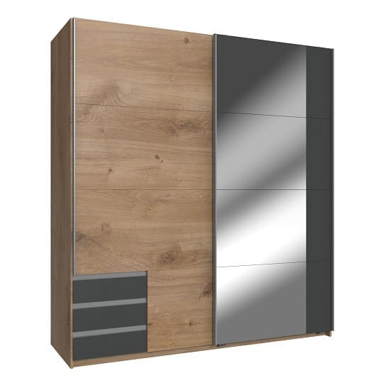 limoni mirrored wardorbe oak graphite