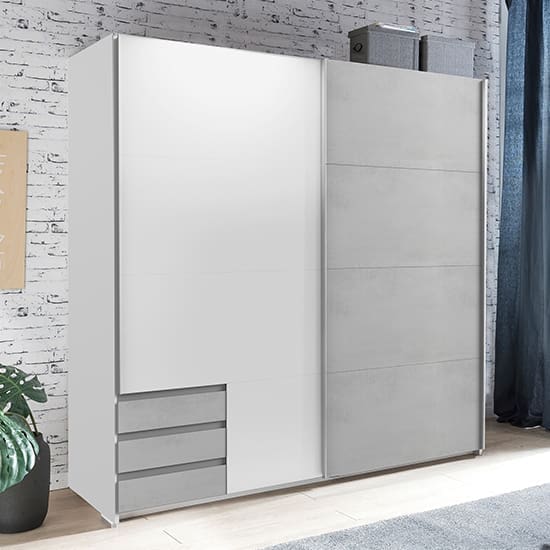 limoni sliding door wardrobe white and light grey