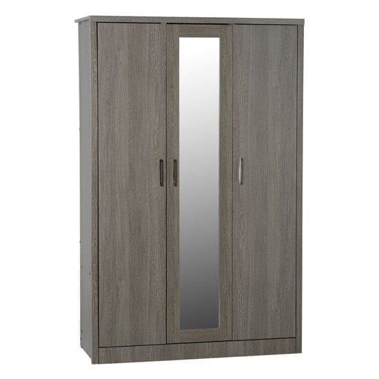 lisbon mirrored wardrobe black wood grain 3 doors