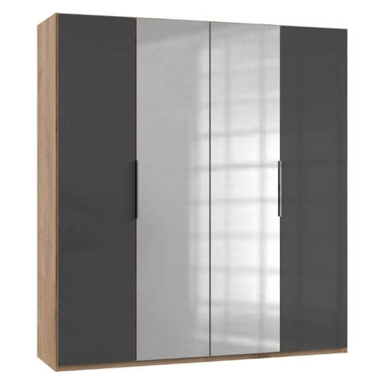 lloyd mirrored wardrobe gloss grey planked oak 4 doors