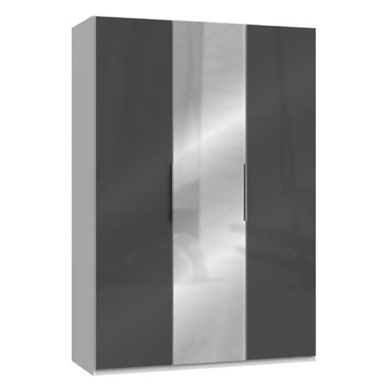 lloyd mirrored wardrobe gloss grey white 3 doors