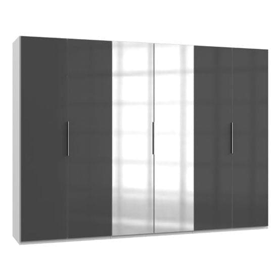 lloyd mirrored wardrobe gloss grey white 6 doors