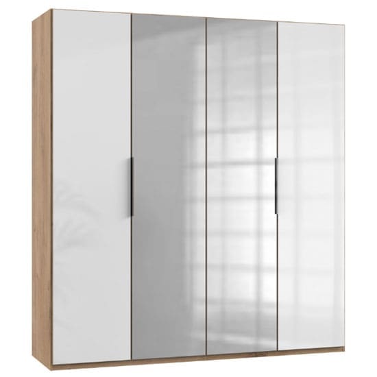 lloyd mirrored wardrobe gloss white planked oak 4 doors