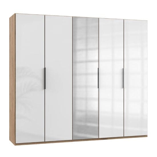 lloyd mirrored wardrobe gloss white planked oak 5 doors