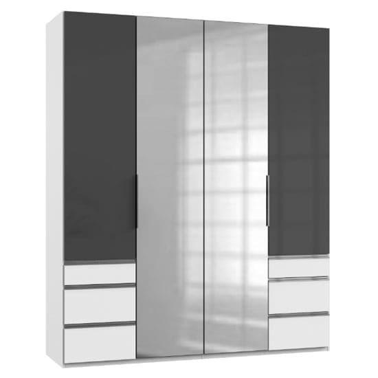 lloyd tall 4 doors mirrored wardrobe gloss grey white