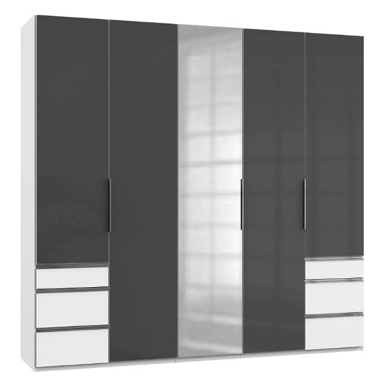 lloyd tall 5 doors mirrored wardrobe gloss grey white