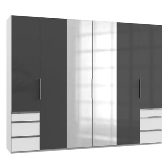 lloyd tall 6 doors mirrored wardrobe gloss grey white